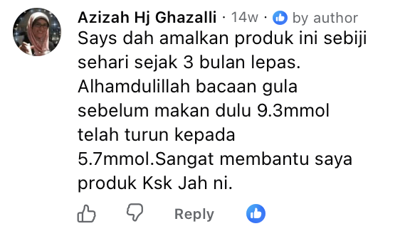 Testimoni Facebook Glucosa Balance Kak Jah 1