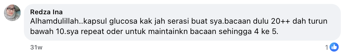 Testimoni tambahan Glucosa Balance Kak Jah 2