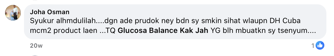 Testimoni tambahan Glucosa Balance Kak Jah 3